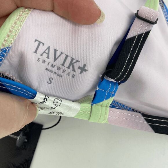 Tavik Jett Esalen Womens striped blue green new triangle swim bikini top small - Picture 8 of 13